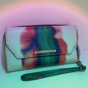 REBECCA MINKOFF Gorgeous Watercolor & Snake/Croc Design Wristlet/Wallet